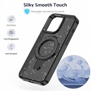 iPhone 15 Glitter Hybrid-deksel med kickstand - MagSafe-kompatibel