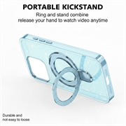 iPhone 15 Glitter Hybrid-deksel med kickstand - MagSafe-kompatibel - Blå