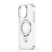 iPhone 15 Glitter Hybrid-deksel med kickstand - MagSafe-kompatibel - Gjennomsiktig