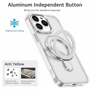 iPhone 15 Pro Glitter Hybrid-deksel med kickstand - MagSafe-kompatibel - Gjennomsiktig