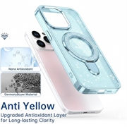 iPhone 16 Pro Glitter Hybrid-deksel med kickstand - MagSafe-kompatibel - Blå