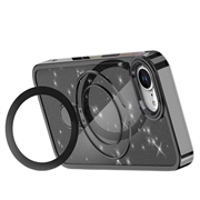 iPhone 16e Glitter Hybrid-deksel med kickstand - MagSafe-kompatibel - Svart