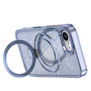 iPhone 16e Glitter Hybrid-deksel med kickstand - MagSafe-kompatibel - Blå