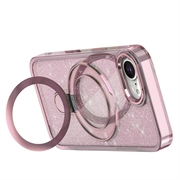iPhone 16e Glitter Hybrid-deksel med kickstand - MagSafe-kompatibel - Rosa