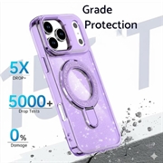 iPhone 17 Pro Max Glitter Hybrid-deksel med kickstand - MagSafe-kompatibel - Lilla