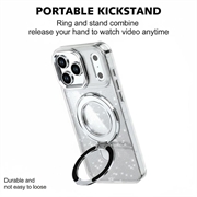 iPhone 17 Pro Max Glitter Hybrid-deksel med kickstand - MagSafe-kompatibel - Gjennomsiktig