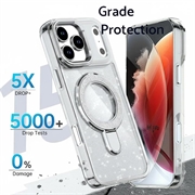 iPhone 17 Pro Max Glitter Hybrid-deksel med kickstand - MagSafe-kompatibel - Gjennomsiktig