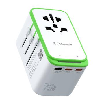 GlocalMe RoamPlug reiseadapter med 4G/LTE Wi-Fi-hotspot - 70W - Hvit