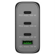 Goobay 100W GaN-hurtiglader med flere porter - 3x USB-C, USB-A - svart
