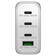 Goobay 100W GaN-hurtiglader med flere porter - 3x USB-C, USB-A - hvit
