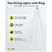 Goobay 280-LED juletrebelysning med ring - 8x2m - varm hvit