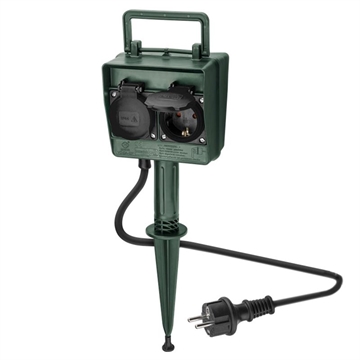 Goobay 4-veis hagestikkontakt med jordspyd - IP44