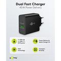Goobay 45W USB-C PD GaN dobbel hurtiglader - svart