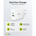 Goobay 45W USB-C PD GaN dobbel hurtiglader - hvit