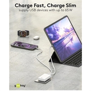 Goobay GaN dobbel hurtiglader 90 ° flat - 65W, USB-C og USB-A - hvit