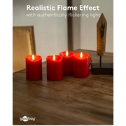 Goobay LED ekte vokslys med 3D-veke og timerfunksjon - 4 stk. - Rød