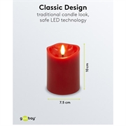 Goobay LED ekte vokslys med 3D-veke og timerfunksjon - 4 stk. - Rød