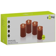 Goobay LED ekte vokslys med 3D-veke og timerfunksjon - 4 stk. - Rød