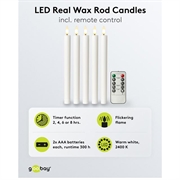 Goobay LED ekte vokslys med fjernkontroll - 5 stk. - Hvit