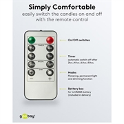 Goobay LED ekte vokslys med fjernkontroll - 5 stk. - Hvit