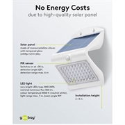 Goobay LED solcellevegglampe med bevegelsessensor - 4W - Hvit