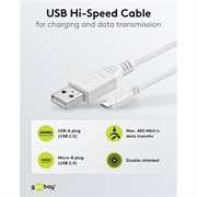 Goobay Micro USB-kabel - 1m - Hvit
