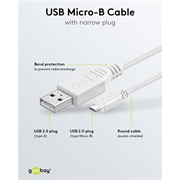 Goobay Micro USB-kabel - 1m - Hvit