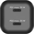 Goobay Nano GaN Dual USB-C PD hurtiglader 35W - svart