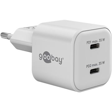 Goobay Nano GaN Dual USB-C PD hurtiglader 35W