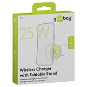 Goobay Qi2.2 25W magnetisk trådløs lader med stativ - hvit