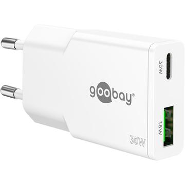 Goobay Slim USB-C PD GaN Dobbel hurtiglader 30W