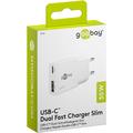 Goobay Slim USB-C PD GaN Dobbel hurtiglader 30W