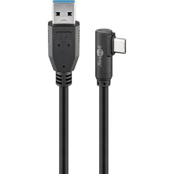 Goobay USB-C-kabel med vinkel 3m - USB-C/USB-A - Svart