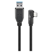 Goobay USB-C-kabel med vinkel 3m - USB-C/USB-A - Svart