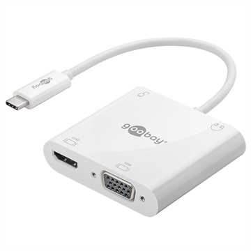 Goobay USB-C til HDMI/VGA Adapter - PD 100W - Hvit
