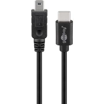 Goobay USB-C til Mini USB-B-kabel - 0,5 m, USB 2.0 - Svart