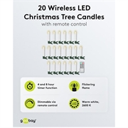 Goobay Trådløse LED-juletrærlys - 20 stk. - Varm hvit