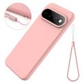 Google Pixel 11 Flytende silikon-deksel med håndstropp - Rosa