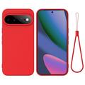 Google Pixel 11 Flytende silikon-deksel med håndstropp - rød