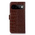 Google Pixel 11 Pro Crocodile Series Lommebok-deksel i Lær med RFID - Brun