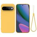 Google Pixel 11 Pro XL Flytende silikon-deksel med håndstropp - gul
