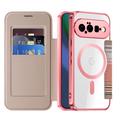 Google Pixel 11 Stilig magnetisk flipp-deksel med RFID-kortspor - rosa