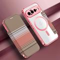 Google Pixel 11 Stilig magnetisk flipp-deksel med RFID-kortspor - rosa