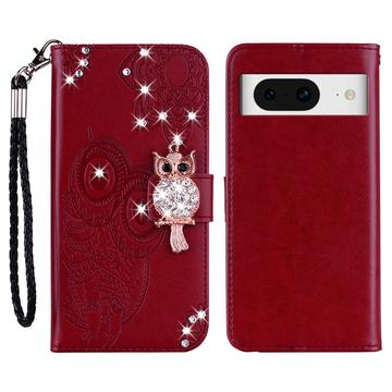 Google Pixel 8 Ugle Rhinestone Lommebok-deksel