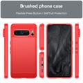 Google Pixel 8 Pro Børstet TPU Deksel - Karbonfiber - Rød
