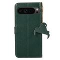 Google Pixel 9 Pro XL Lommebok-deksel i Lær med RFID - Grønn