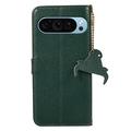 Google Pixel 9/9 Pro Lommebok-deksel i Lær med RFID - Grønn