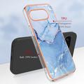 Google Pixel 9a Marble Pattern Electroplated IMD TPU-deksel - Blå