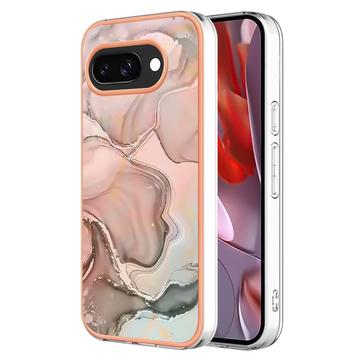 Google Pixel 9a Marble Pattern Electroplated IMD TPU-deksel - Rosa