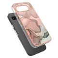 Google Pixel 9a Marble Pattern Electroplated IMD TPU-deksel - Rosa